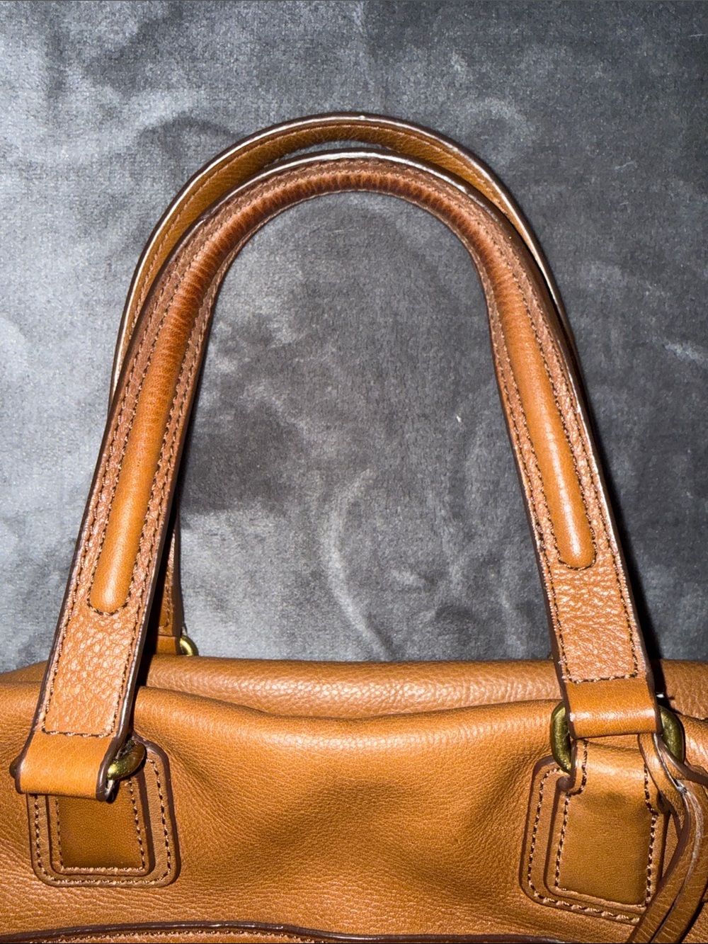 FOSSIL 1954 Julia Satchel Brown Pebbled Leather Crossbody Bag Tote - Picture 10 of 10